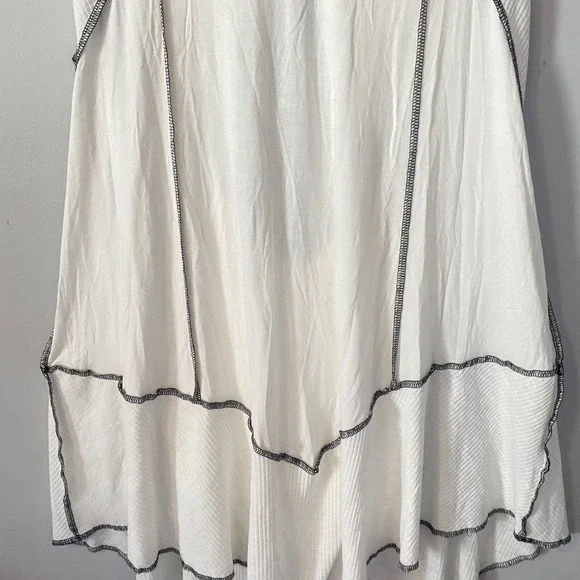 POL White Sleeveless Deconstructed Tunic Top Exposed Stitching Sharkbite L - Picture 4 of 11